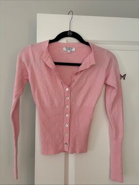 Frankie’s Bikinis Coquette Baby Pink Button Up Cardigan Size X Small